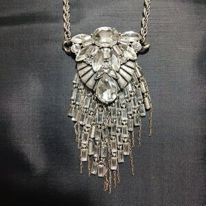 Banana Republic Baguette Fringe Pendant Statement Necklace
